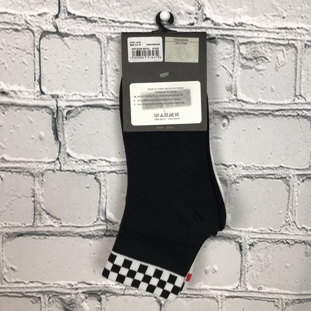 Vans Off The Wall Women’s Low Cut White & Black Ankle Crew Socks Size 6.5-10 New - Picture 5 of 7